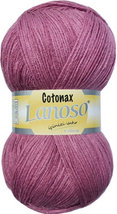 Пряжа Lanoso COTONAX №928 рожевий пряжа бавовни з акрилом, для ручного в'язання спицями та гачком 928 фото