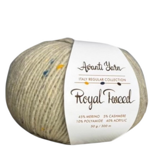 Пряжа Avanti Yarn ROYAL TWEED №612 світлий беж, пряжа твідова з кашемиром, нитки для в'язання гачком и спицями 612 фото