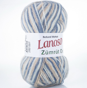 Пряжа Lanoso ZUMRUT Delux (Зумрут Делюкс) №7141 бежево-сірий батік (Пряжа мохер, нитки для в'язання) 7141 фото