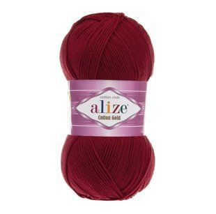 Пряжа Alize Cotton Gold (Котон Голд) №390 вишневий, бавовна, нитки для в'язання 390 фото