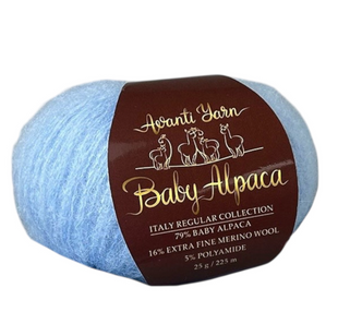 Пряжа AVANTI YARN BABY ALPACA №41 блакитний, пряжа напіввовняна, для в'язання гачком и спицями 41 фото
