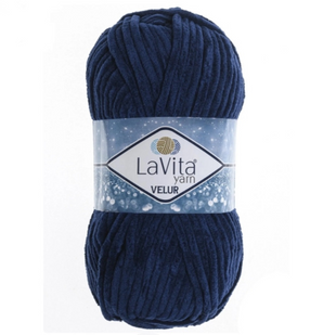 Пряжа LAVITA YARN VELUR №5301 темно-синий, пряжа велюр, нитки плюшевые 5301 фото