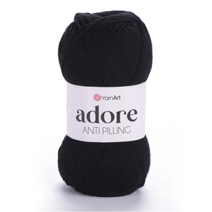 Пряжа Yarnart Adore (Адор) №354 чорний колір - акрилова для в'язання гачком и спицями 354 фото