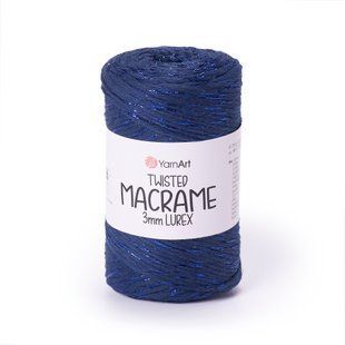 Пряжа Yarnart TWISTED MACRAME 3 мм LUREX №784 синій люрекс в тон, нитки для макраме 784 фото