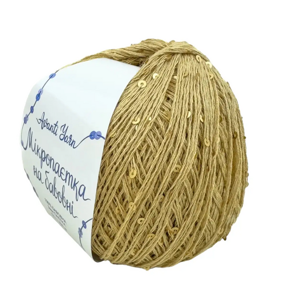 Пряжа Avanti Yarn Мікропаєтка 3 мм №108 пісочний паєтка в тон на бавовняній основі нитки для в'язання спицями і гачком 108-3мм фото Пряжа Avanti Yarn Мікропаєтка 3 мм №108 пісочний паєтка в тон на бавовняній основі нитки для в'язання спицями і гачком 108-3мм фото