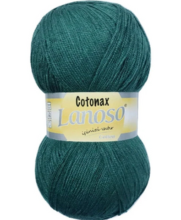 Пряжа Lanoso COTONAX №930 темно-зелений пряжа бавовни з акрилом, для ручного в'язання спицями та гачком 930 фото