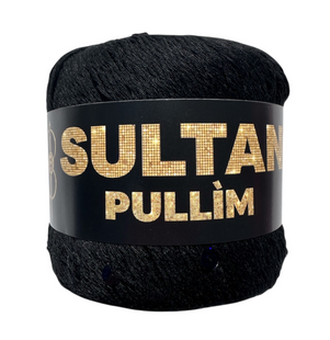 Пряжа Sultan PULLIM (Султан Пуллім) №3101 чорний паєтка чорна, пряжа бавовна з паєткою, нитки для в'язання спицями та гачком 3101 фото