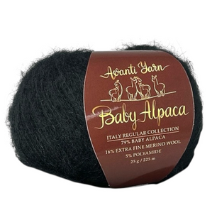 Пряжа AVANTI YARN BABY ALPACA №40 чорний, пряжа напіввовняна, для в'язання гачком и спицями 40 фото