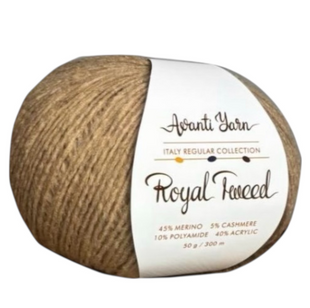 Пряжа Avanti Yarn ROYAL TWEED №613 світло-коричневий, пряжа твідова з кашемиром, нитки для в'язання гачком и спицями 613 фото