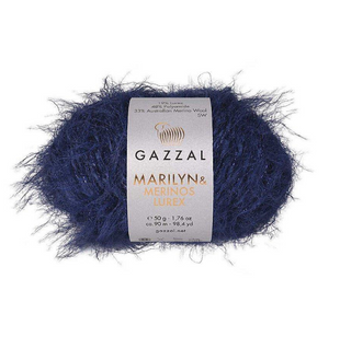 Пряжа Gazzal Marilyn & Merinos Lurex №8273 L темно-синій (мериносова вовна, люрекс), 50 г, 90 м 8273 L фото