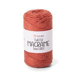 Пряжа Yarnart TWISTED MACRAME 3 мм LUREX №785 теракот люрекс в тон, нитки для макраме 785 фото