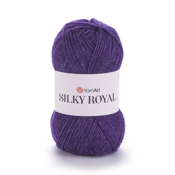 Пряжа Yarnart Silky Royal №434 фіолетовий, вовна з шовком, нитки для в'язання спицями та гачком 434 фото Пряжа Yarnart Silky Royal №434 фіолетовий, вовна з шовком, нитки для в'язання спицями та гачком 434 фото