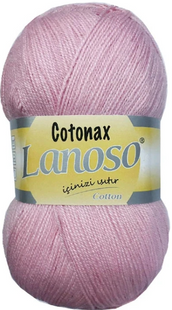 Пряжа Lanoso COTONAX №932 світло-рожевий пряжа бавовни з акрилом, для ручного в'язання спицями та гачком 932 фото