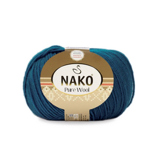 Пряжа Nako Pure Wool №10093 петроль, пряжа 100% вовна, для ручного в'язання спицями та гачком 10093 фото