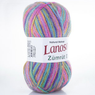 Пряжа Lanoso ZUMRUT Delux (Зумрут Делюкс) №7145 Бірюзовий-малиновий-фіолетовий (Пряжа мохер, нитки для в'язання) 7145 фото