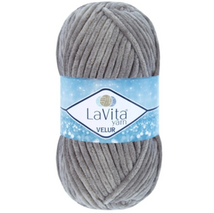 Пряжа LAVITA YARN VELUR №6001 серый, пряжа велюр, нитки плюшевые 6001 фото