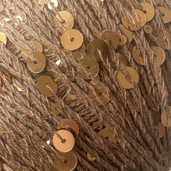 Пряжа Avanti Yarn Королевская Паетка 3+6 мм №33 коричневый на хлопковой основе для вязания спицами и крючком 33 фото