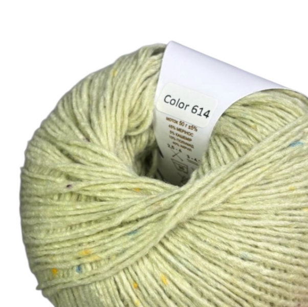 Пряжа Avanti Yarn ROYAL TWEED №614 світло-зелений, пряжа твідова з кашемиром, нитки для в'язання гачком и спицями 614 фото